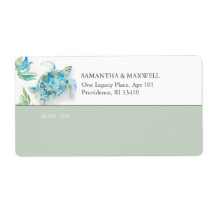 Waterverf Zee Turtle Verzendlabel