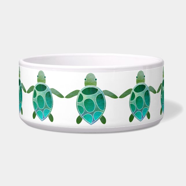 Waterverf Zee Turtle Voerbakje (Voorkant)