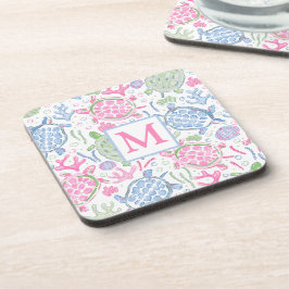 Waterverf Zee Turtles Coastal Ocean Monogram Bier Onderzetter