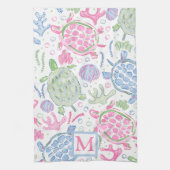 Waterverf Zee Turtles Coastal Ocean Monogram Theedoek (Verticaal)