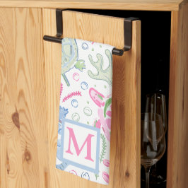 Waterverf Zee Turtles Coastal Ocean Monogram Theedoek