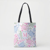 Waterverf Zee Turtles Coastal Ocean Monogram Tote Bag (Voorkant)