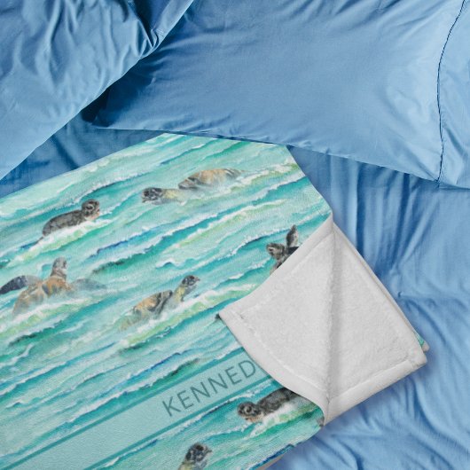 Waterverf Zee Turtles Ocean Turquoise personaliser Fleece Deken