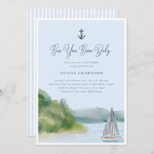 Waterverf Zee U binnenkort Baby Baby shower Kaart (Voorkant / Achterkant)