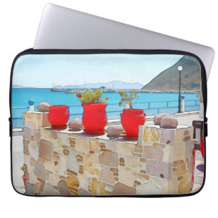 Waterverf zee uitzicht laptop sleeve