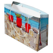 Waterverf zee uitzicht large cadeautasje (Achterkant Gekanteld)