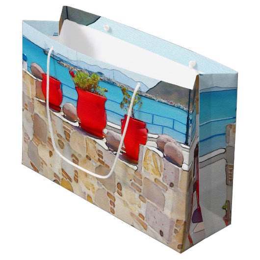 Waterverf zee uitzicht large cadeautasje (Voorkant Gekanteld)