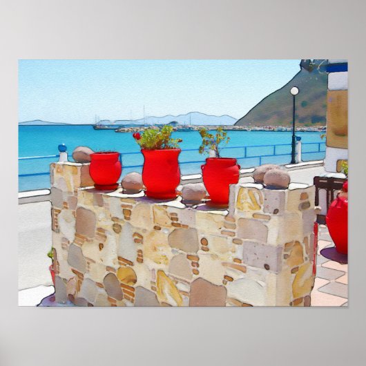 Waterverf zee uitzicht poster (Voorkant)