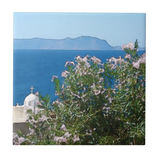 Waterverf zee uitzicht tegeltje (Voorkant)