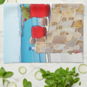 Waterverf zee uitzicht theedoek (Gevouwen)