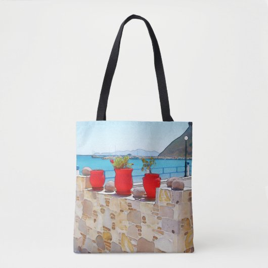 Waterverf zee uitzicht tote bag (Voorkant)