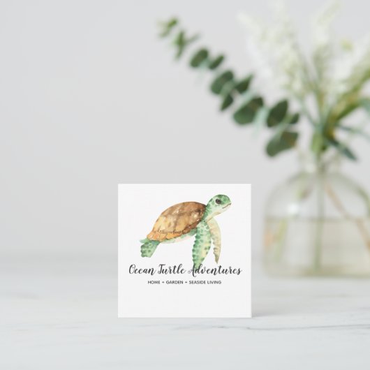 Waterverf Zee Visitekaartje schildpad (Staand voorkant)