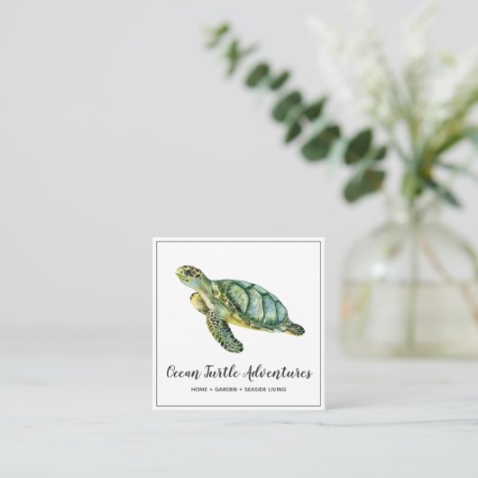 Waterverf Zee Visitekaartje schildpad (Staand voorkant)