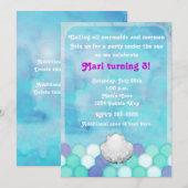 Waterverf Zee Zeemeermin Schalen Shell Uitnodiging (Voorkant / Achterkant)