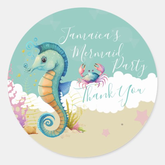 Waterverf zeebaarddag zeebaard Dank je wel Ronde Sticker (Voorkant)