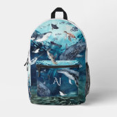 Waterverf zeedieren | Monogram Bedrukte Rugzak (Voorkant)