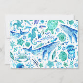 Waterverf zeedieren Walvis onder het Zee Foto Bedankkaart (Achterkant)