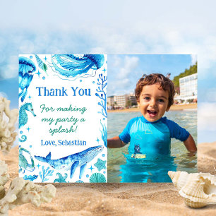 Waterverf zeedieren Walvis onder het Zee Foto Bedankkaart