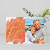 Waterverf Zeeen en graafkoraal Folie Feestdagenkaart (Staand Voorkant)