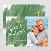 Waterverf Zeeen en Groeten Groene Vakantiekaart (Voorkant / Achterkant)