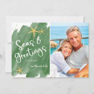 Waterverf Zeeen en Groeten Groene Vakantiekaart