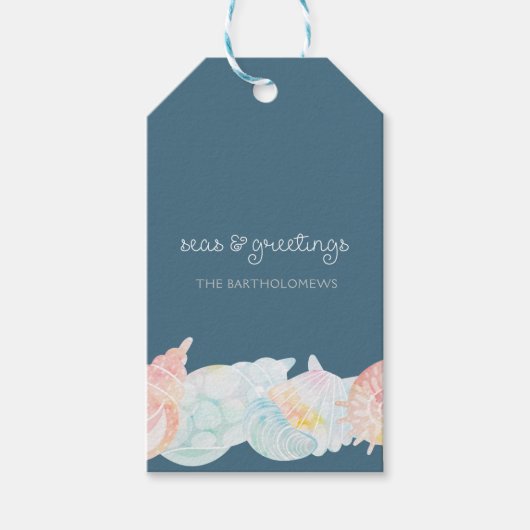 Waterverf Zeeen en groeten - Label Cadeaulabel (Voorkant)