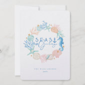 Waterverf zeeen en groeten Seashell Wreator Feestdagenkaart (Voorkant)