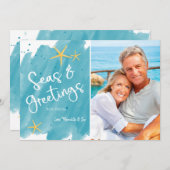 Waterverf Zeeen & Greetings Beach Holiday Card (Voorkant / Achterkant)