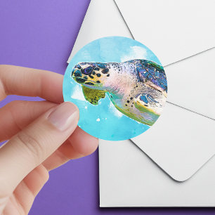 Waterverf Zeeen schildpad envelop Sticker afdichti