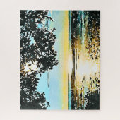 Waterverf Zeegezicht Zonsopgang Legpuzzel (Verticaal)