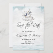 Waterverf zeegrafeert strand sparen de Datum Save The Date (Voorkant)