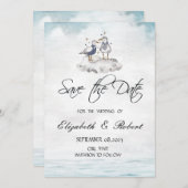 Waterverf zeegrafeert strand sparen de Datum Save The Date (Voorkant / Achterkant)