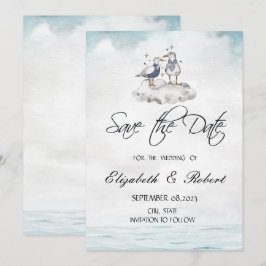 Waterverf zeegrafeert strand sparen de Datum Save The Date