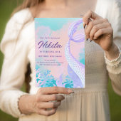 waterverf zeemeermin 1e verjaardagsuitnodiging kaart