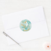 Waterverf Zeemeermin Aqua en Gouden Sticker (Envelop)