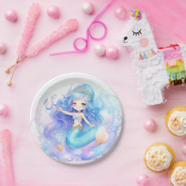 Waterverf Zeemeermin Baby Meisje Douche Papieren Bordje