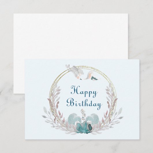 Waterverf Zeemeermin en baarmoederdag Kaart (Voorkant / Achterkant)