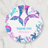 Waterverf Zeemeermin gezamenlijke Verjaardag Dank  Bedankjes Labels (Achterkant)