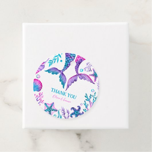 Waterverf Zeemeermin gezamenlijke Verjaardag Dank  Bedankjes Labels (In situ)