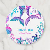 Waterverf Zeemeermin gezamenlijke Verjaardag Dank  Bedankjes Labels (Voorkant)