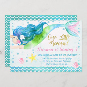 Waterverf zeemeermin kaart