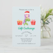 Waterverf zeemeermin kerstcadeau-uitwisselingsfees kaart (Staand voorkant)