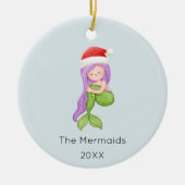 Waterverf zeemeermin kerstfoto keramisch ornament (Voorkant)