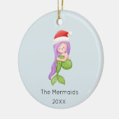 Waterverf zeemeermin kerstfoto keramisch ornament (Links)