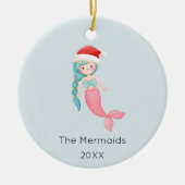 Waterverf zeemeermin kerstfoto keramisch ornament (Voorkant)