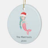 Waterverf zeemeermin kerstfoto keramisch ornament (Links)