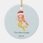 Waterverf zeemeermin kerstfoto keramisch ornament (Voorkant)