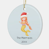 Waterverf zeemeermin kerstfoto keramisch ornament (Links)