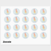 Waterverf zeemeermin kerstman ronde sticker (Vel)