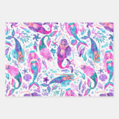 Waterverf Zeemeermin, Koraal en Zeemeerminstaart Inpakpapier Vel (Voorkant)